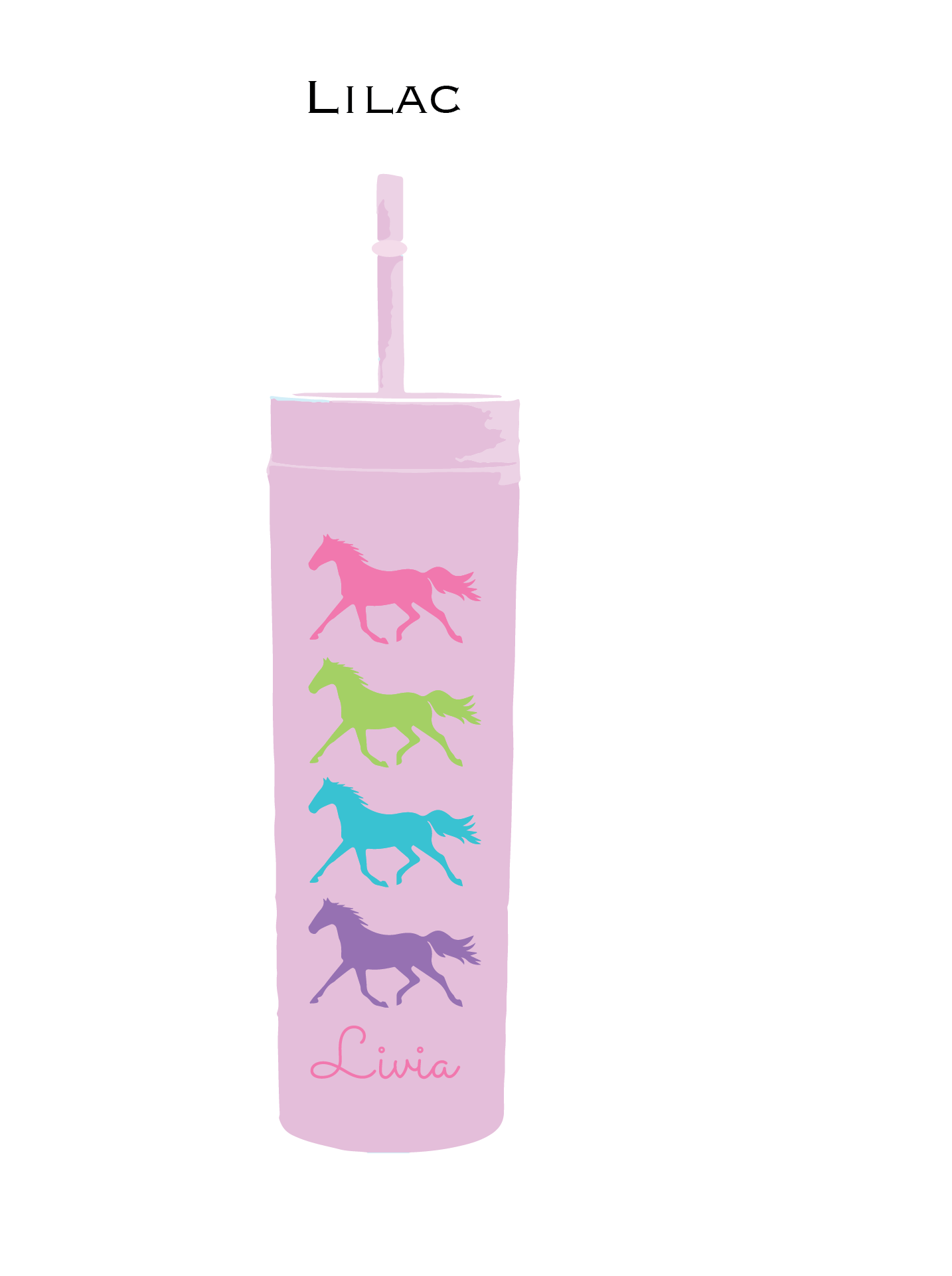 Colourful Horse 16oz Cold Cup with Straw