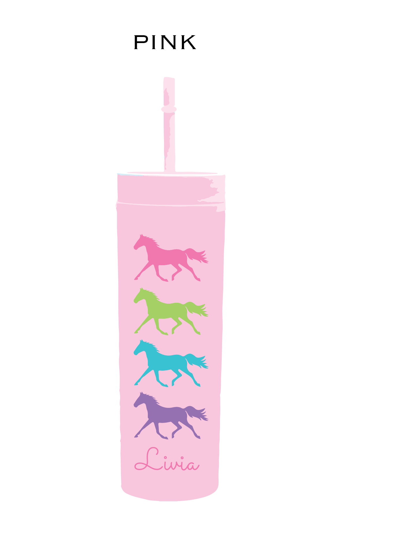 Colourful Horse 16oz Cold Cup with Straw