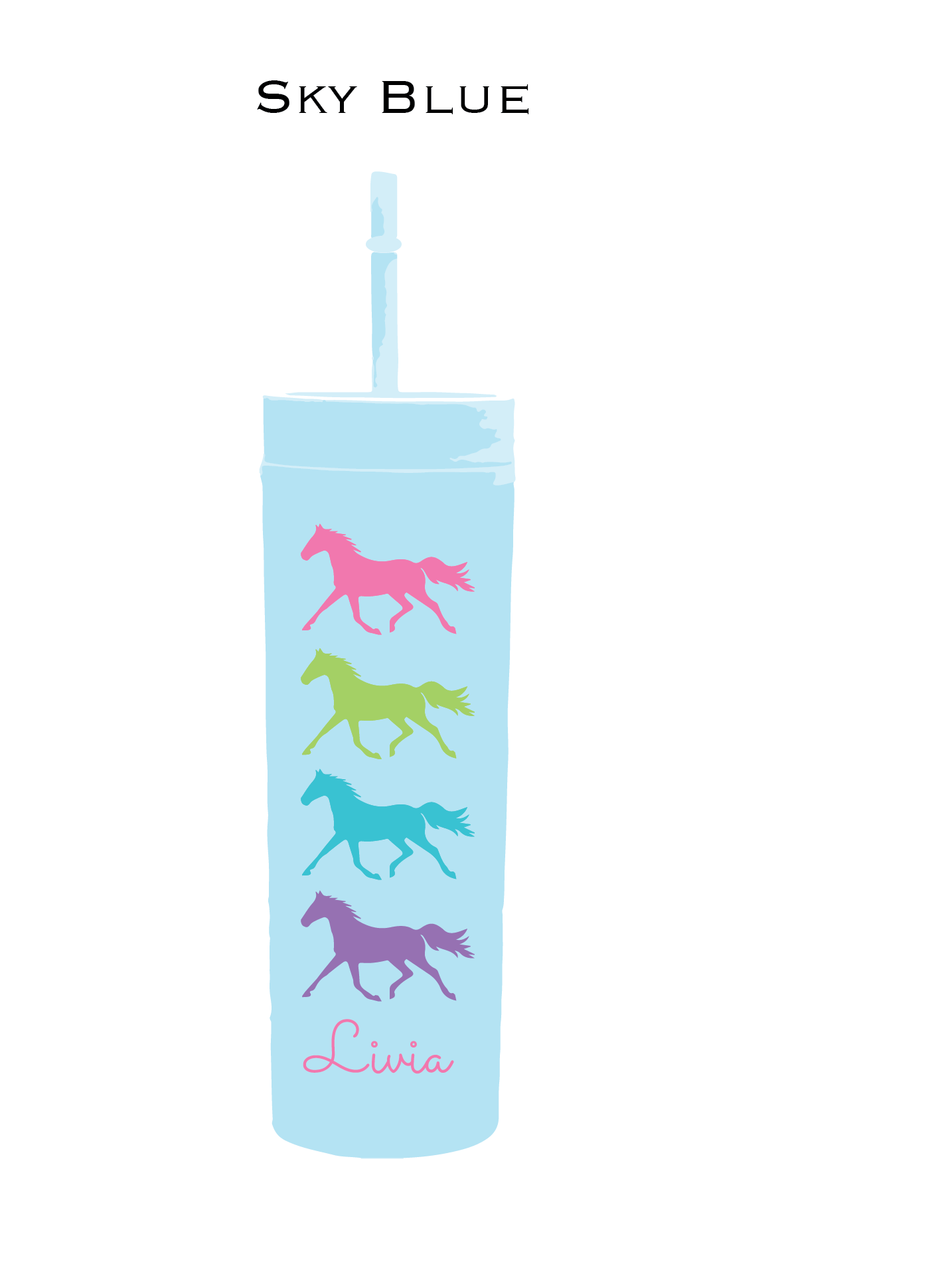 Colourful Horse 16oz Cold Cup with Straw