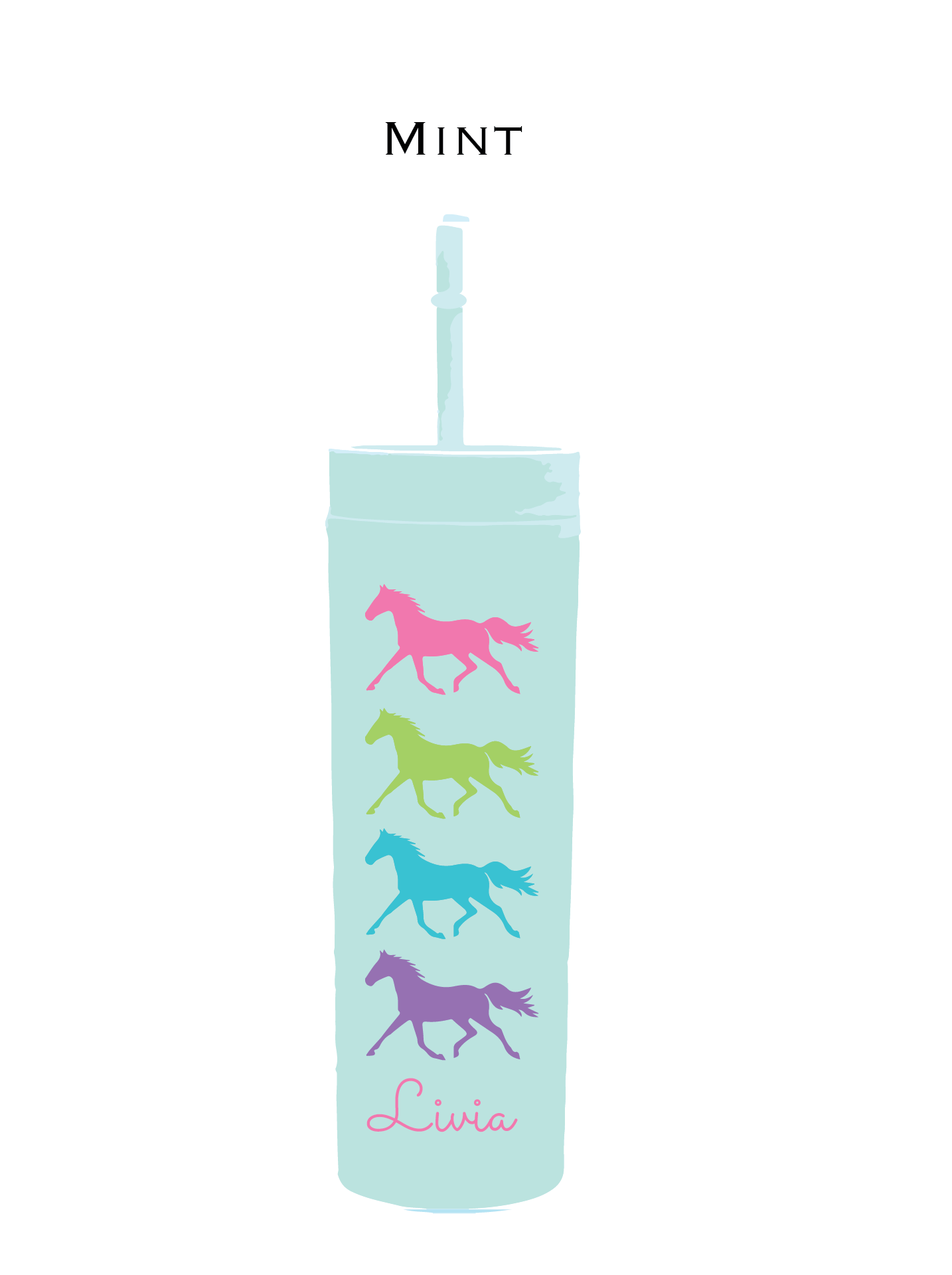 Colourful Horse 16oz Cold Cup with Straw