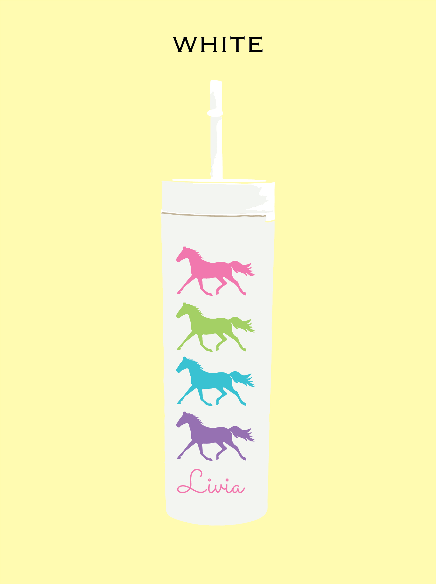 Colourful Horse 16oz Cold Cup with Straw