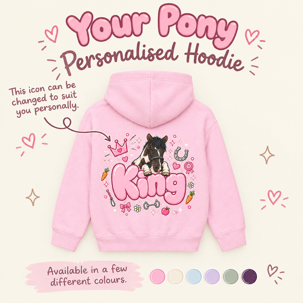 Personalised Horse Name Hoodie/Carrot Equestrian