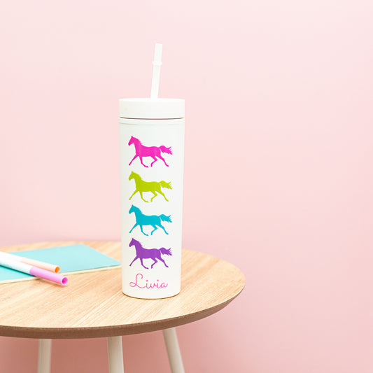 Colourful Horse 16oz Cold Cup with Straw